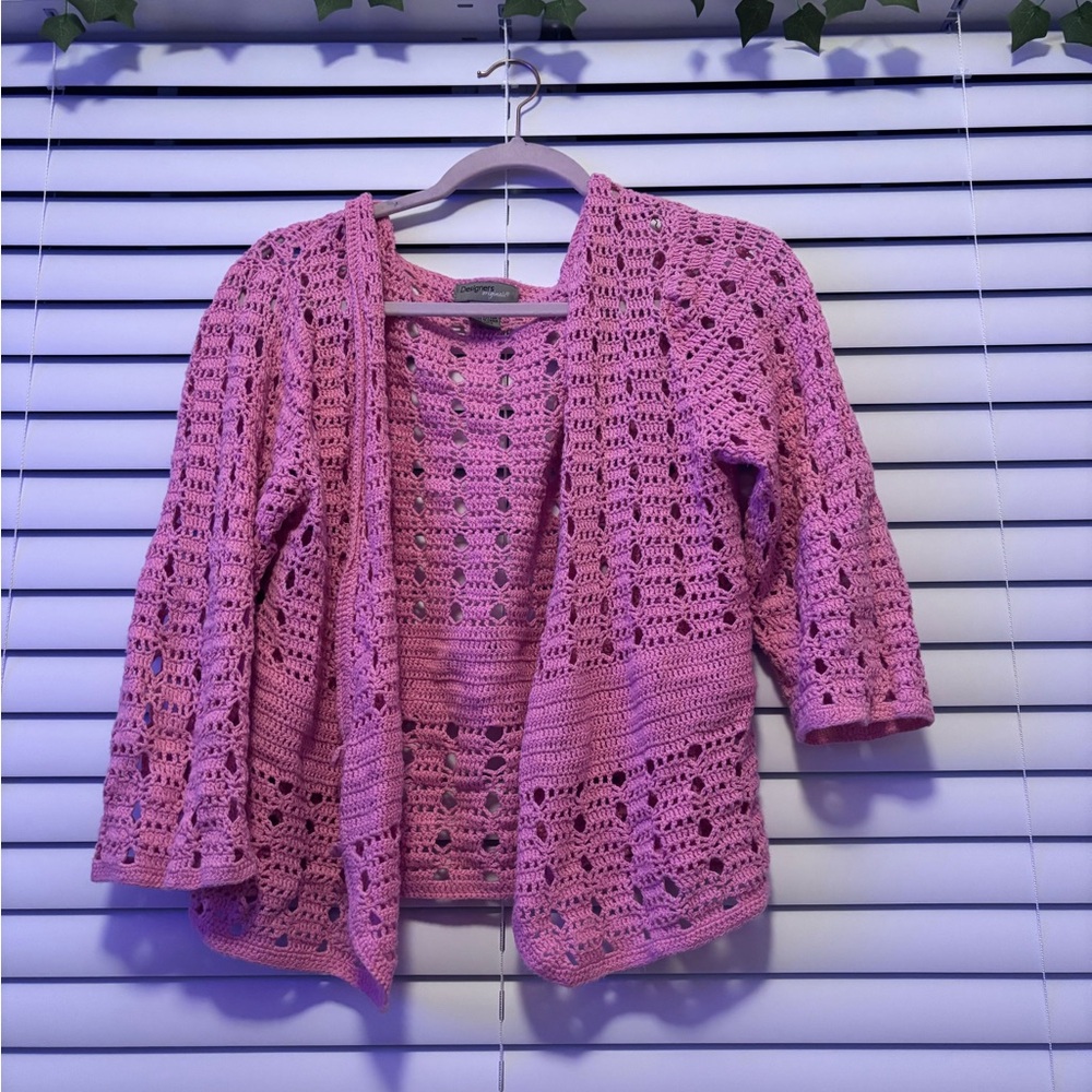 Pink Crochet Women Sweater